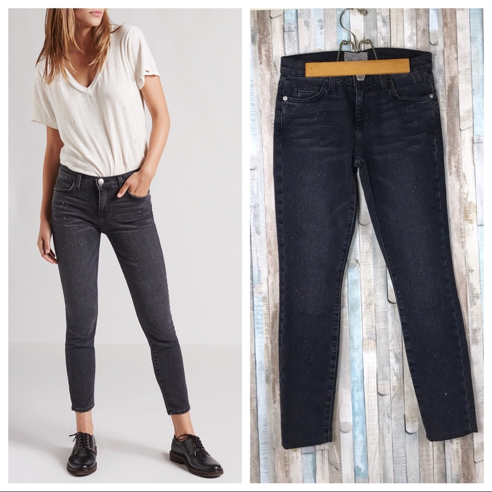 Current Elliott 24 Black Catscratch Stiletto Jeans